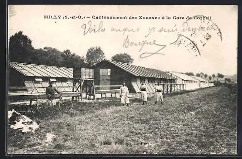 AK Milly, Cantonnement des Zouaves à la Gare de Corbeil