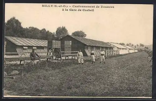 AK Milly, Cantonement de Zouaves à la Gare de Corbeil