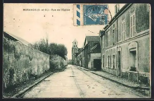 AK Morangis, Rue de l`Église avec vue sur le clocher