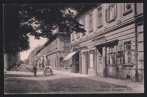 AK Josefstadt, Königgrätzer Gasse mit Geschäft von S. Müller