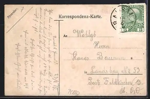 AK Traun, Ortspanorama mit Kirche