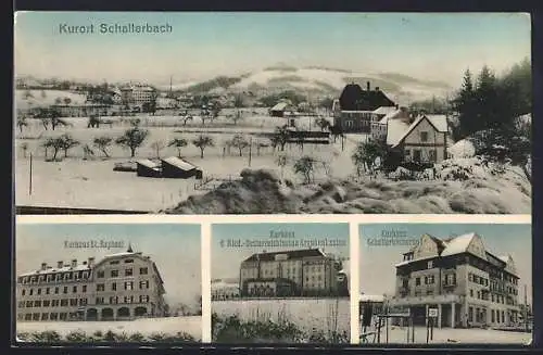 AK Schallerbach, Kurhaus St. Raphael, Kurhaus d. Nied.-Oesterr. Krankenkassen, Kurhaus Schallerbacherhof, Ortsansicht