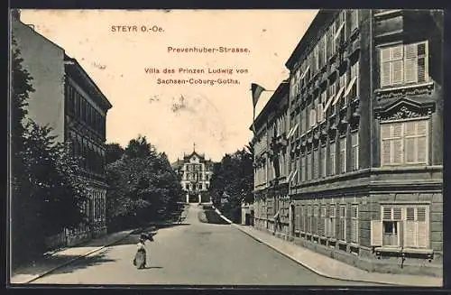 AK Steyr, Prevenhuber-Strasse, Villa des Prinzen Ludwig von Sachsen-Coburg-Gotha