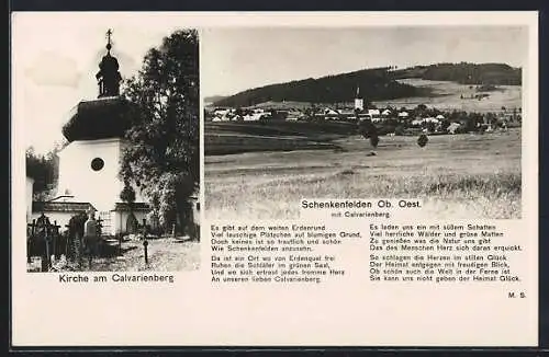 AK Schenkenfelden, Panorama mit Calvarienberg und Kirche