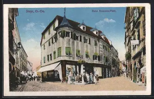 AK Steyr, Roter Brunnen-Platz mit Anwohnern