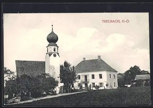 AK Treubach /O.-Ö., Teilansicht mit der Kirche