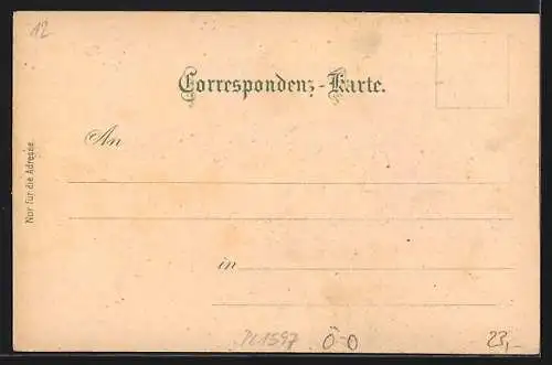 Lithographie Sierning, Kirchenplatz, Forsthof, Kaiser Franz Josef-Volksschule