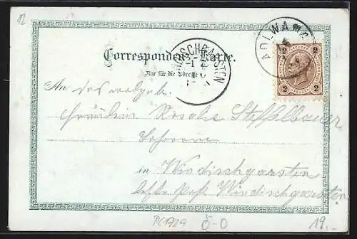 Lithographie Adlwang /Ob.-Öst., Kirchen-Platz, Dampf-Molkerei, Heiliger Brunnen
