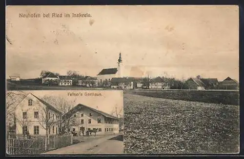 AK Neuhofen bei Ried im Innkreis, Fellner`s Gasthaus, Ortsansicht