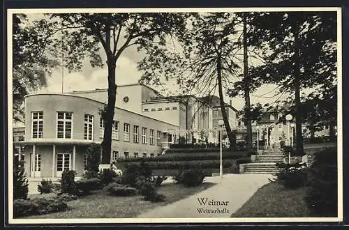 AK Weimar / Thüringen, Weimarhalle, Terrassen hinten