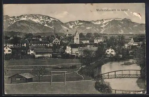 AK Wolfratshausen, Blick auf den Ort im Isartal