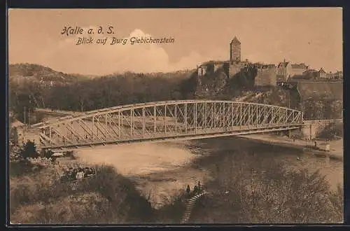 AK Halle / Saale, Blick zur Burg Giebichenstein