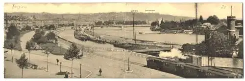 Klapp-AK Liége, Panoramablick auf den Flusshafen