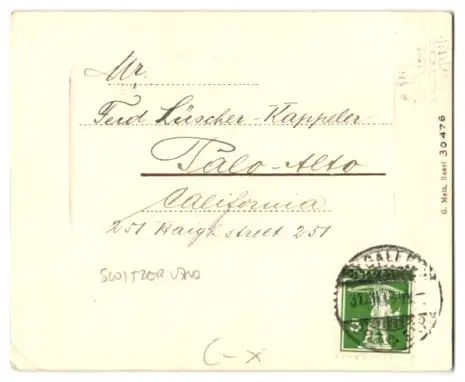 Mini-AK St. Gallen, Stadtpanorama mit Neujahrsgruss