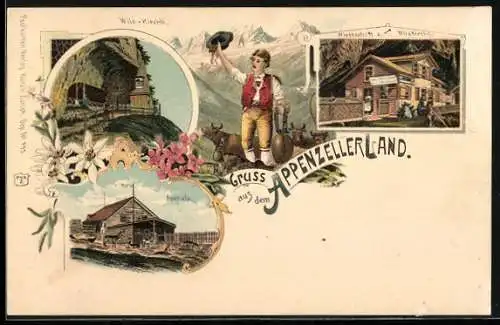 Lithographie Wildkirchli, Wirtschaft mit Ebenalp