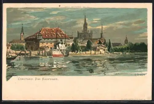 Künstler-AK C.Biese: Konstanz, das Kaufhaus mit Schiff