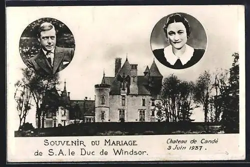 AK Monts, Chateau de Candé, Souvenir du Mariage, Windsor, Adel von England