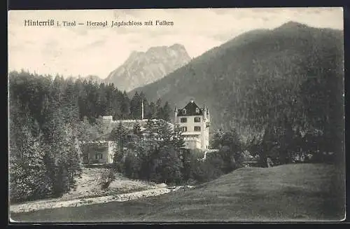 AK Hinterriss, Herzogliches Jagdschloss mit Falken