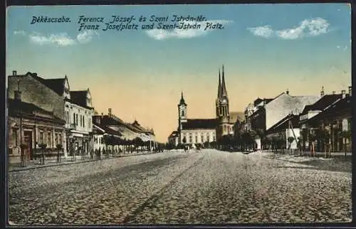 AK Bekescsaba, Ferencz Jozsef- es Szent Istvan-ter, Franz Josefplatz & Szent-Istvan Platz