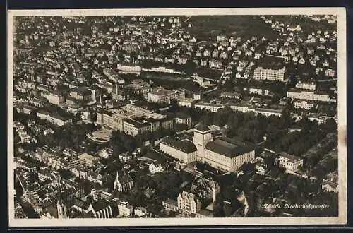 AK Zürich, Luftaufnahme des Hochschulquartiers