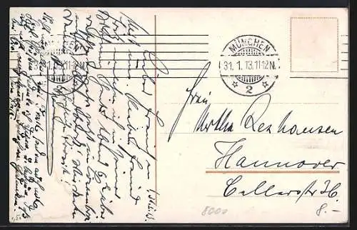 AK München, Justizpalast mit Strassenbahnen