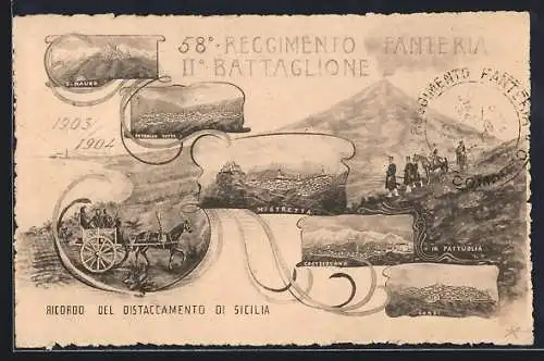 AK Mistretta, Ricordo del Distaccamento di Sicilia, 58. Reggimento Fanteria II. Battaglione 1903 /04