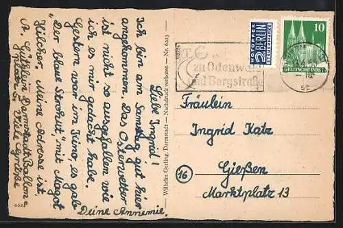 AK Darmstadt, Strassenbahn am Schloss