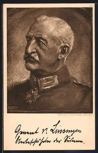 AK Portrait von General Alexander von Linsingen in Uniform mit Orden