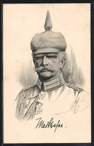 AK Portrait General Mackensen in Uniform mit Pickelhaube und Pour le Merite Orden