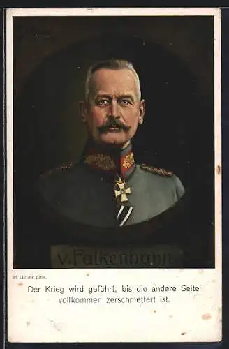 Künstler-AK H. Ulmer: General von Falkenhayn in Uniform