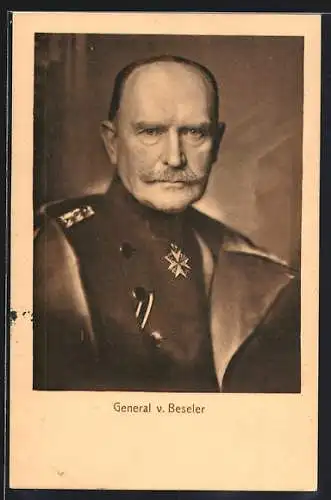 AK Heerführer von Beseler, Portrait in Uniform mit Orden und Mantel