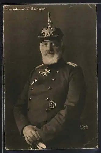 AK Geraloberst von Heeringen mit Pickelhaube