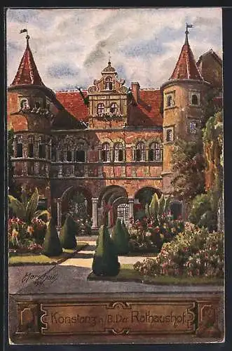 Künstler-AK V.Marschall: Konstanz, Hof des Rathauses