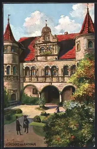 Künstler-AK Konstanz, Blick zum Rathaus