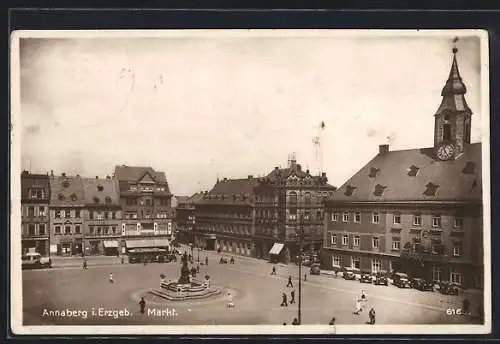 AK Annaberg i. Erzgeb., Geschäfte am Markt