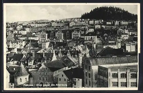 AK Pössneck, Ortsansicht, Blick gegen die Altenburg