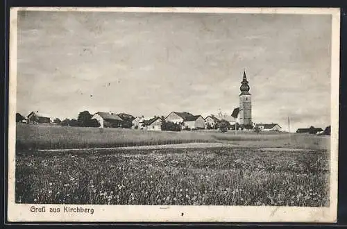 AK Kirchberg, Teilansicht mit Blumenwiese