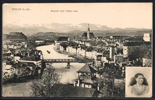 AK Steyr, Ansicht vom Tabor aus, Frauenportrait