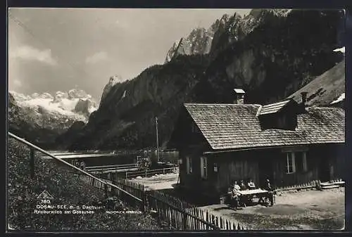 AK Gosau, Gasthaus am Gosausee mit Dachstein