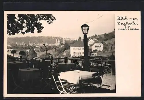 AK Haibach, Blick von der Bergkeller-Terrasse nach Passau