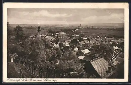 AK Uttendorf /O.-Oe., Blick vom Schlossberg auf den Ort