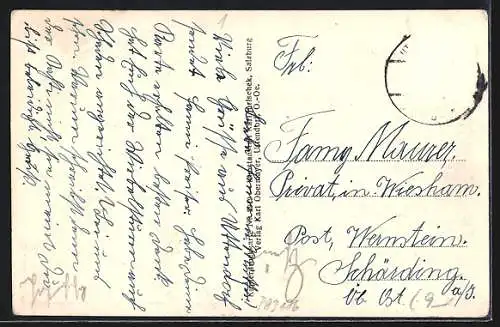 AK Uttendorf /O.-Oe., Blick vom Schlossberg auf den Ort