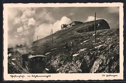 AK Salzkammergut, Schafbergbahn mit Hotel Schafbergspitze