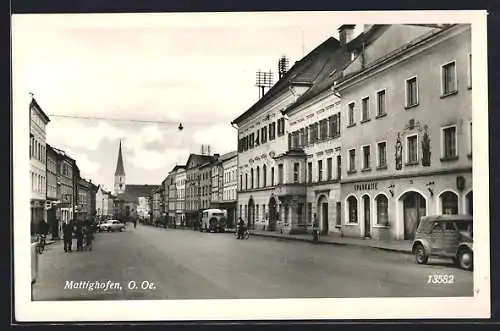 AK Mattighofen, Strassenpartie mit Geschäften