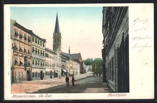 AK Mauerkirchen, Marktplatz mit Hubers Gasthof