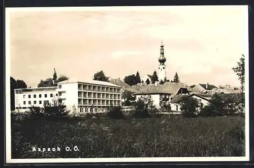 AK Aspach, Ortspartie mit Kirche