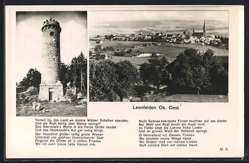 AK Leonfelden, Teilansicht mit Kirche, Turm