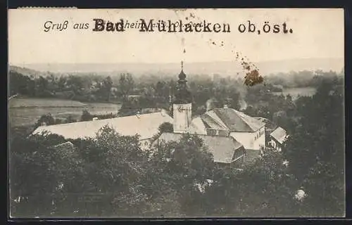 AK Bad Mühlacken, Blick auf den Ort mit Kirchturm