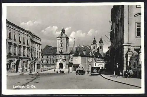 AK Lambach, Strassenpartie mit Passanten