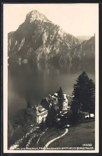 AK Traunkirchen, Gasthaus Burgstaller und Blick über den See